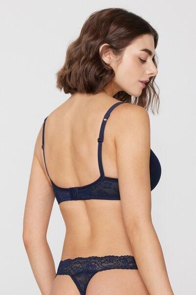 Navy Prague Full Coverage Recycled Lace Balconette Bra, Absolute Blue, large image number 2