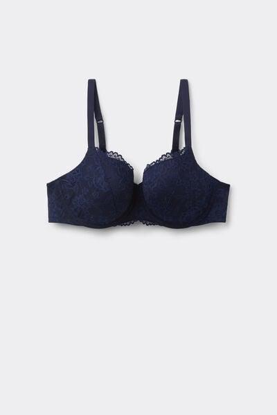 Navy Prague Full Coverage Recycled Lace Balconette Bra, Absolute Blue, large image number 4