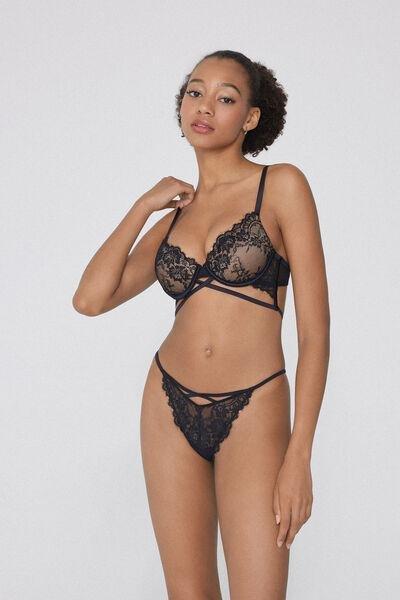 Black Empire Microfibre Push-Up Bra, Black, large image number 0