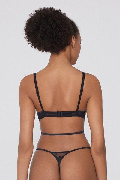 Black Empire Microfibre Push-Up Bra, Black, large image number 2