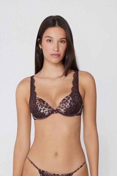 Brown Animal Print Lace Bra, 5701_983Y, large image number 1