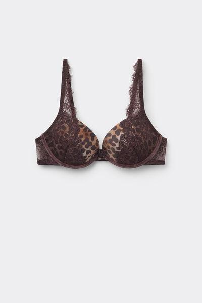 Brown Animal Print Lace Bra, 5701_983Y, large image number 3