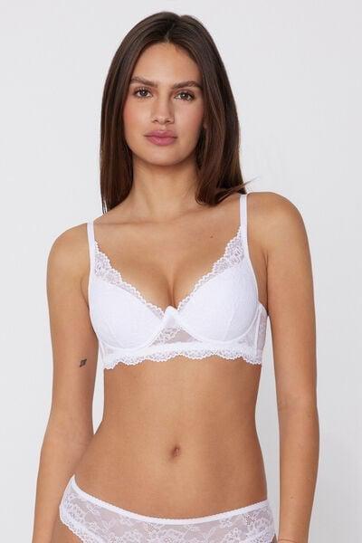 White Malibu Recycled Lace Super Push-Up Bra, White, medium