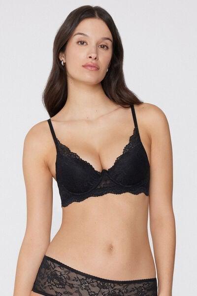 Black Malibu Super Push-Up Recycled Lace Bra, Black, large image number 1