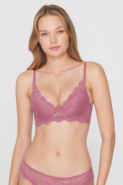 Pink Recycled Lace Super Push-Up Bra, 5701_179Z, large image number 1