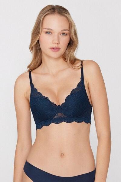 Navy Malibu Recycled Lace Super Push-Up Bra, Absolute Blue, large image number 1