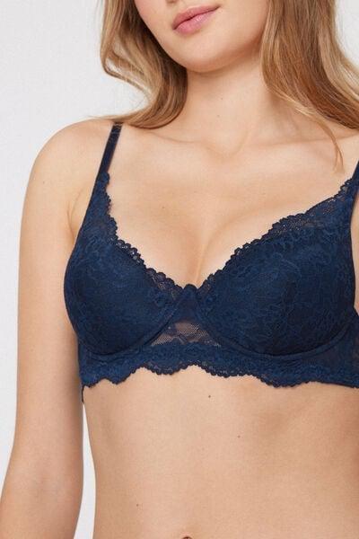 Navy Malibu Recycled Lace Super Push-Up Bra, Absolute Blue, large image number 3