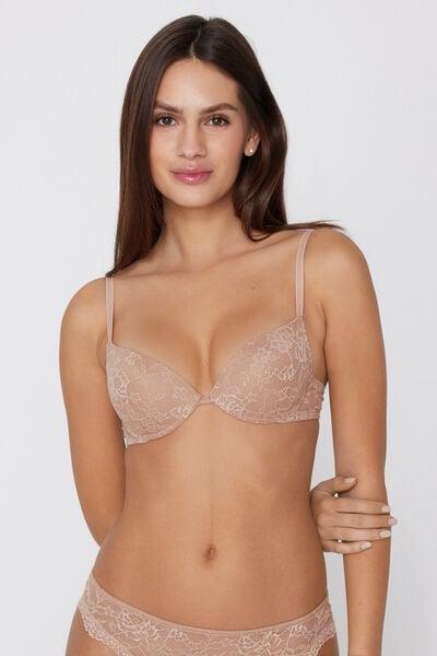 Beige Los Angeles Recycled Lace Super Push-Up Bra, Natural Blush, large image number 1