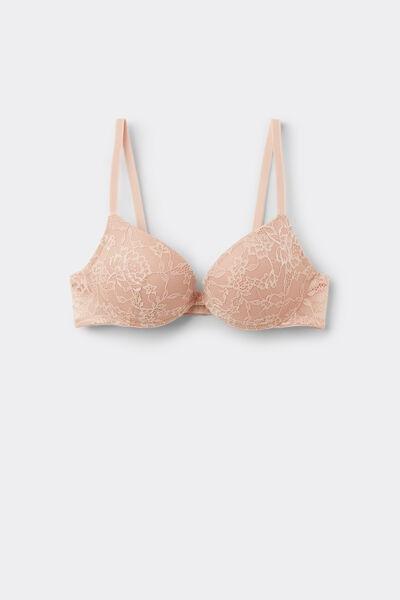 Beige Los Angeles Recycled Lace Super Push-Up Bra, Natural Blush, large image number 4