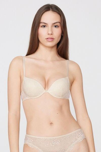 Cream Los Angeles Recycled Lace Super Push-Up Bra, Ivory Cream, large image number 1