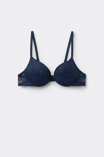 Navy Los Angeles Recycled Lace Super Push-Up Bra, Absolute Blue, large image number 4