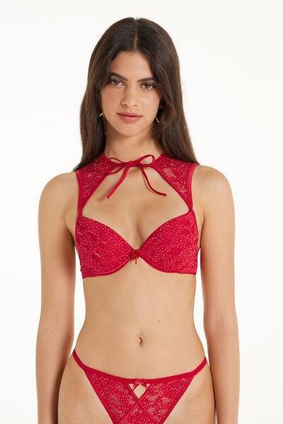 Red Los Angeles Red Roses Pois Super Push-Up Bra, , large image number 0