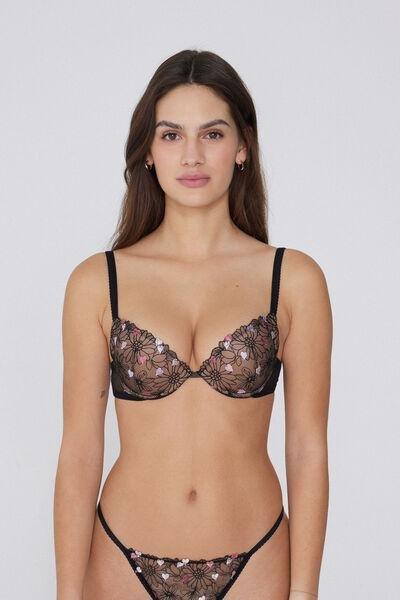 Black Amour Couture Push-Up Bra, Black, large image number 1