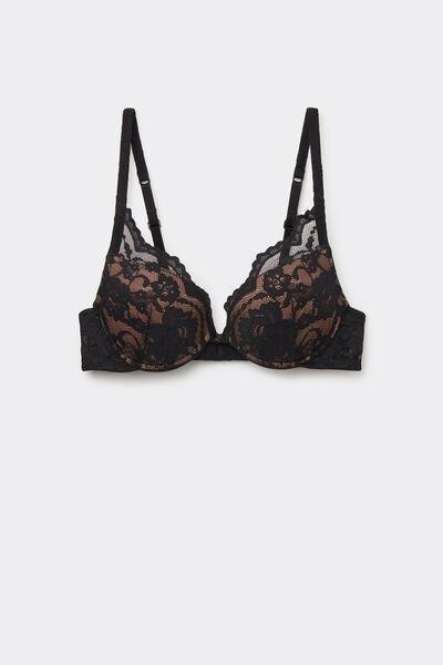 Black Romantic Fantasy Super Push-Up Lace Bra, Black, large image number 2