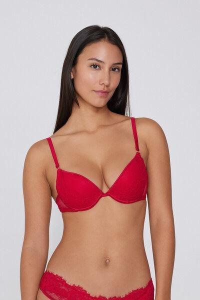 Red Delicate Net Super Push-Up Lace Bra, 5701_873V, large image number 1