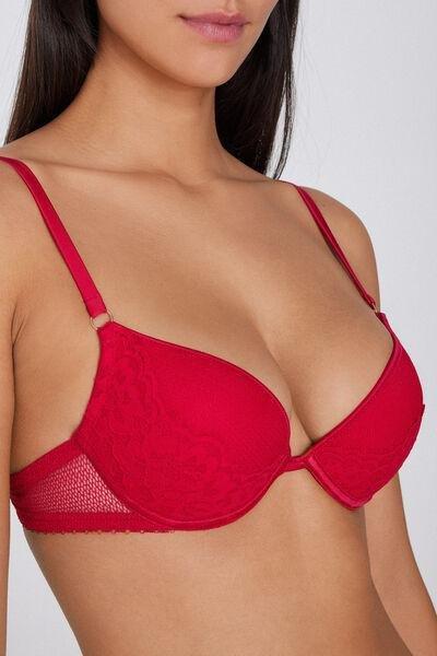 Red Delicate Net Super Push-Up Lace Bra, 5701_873V, large image number 3
