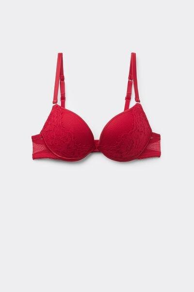 Red Delicate Net Super Push-Up Lace Bra, 5701_873V, large image number 4