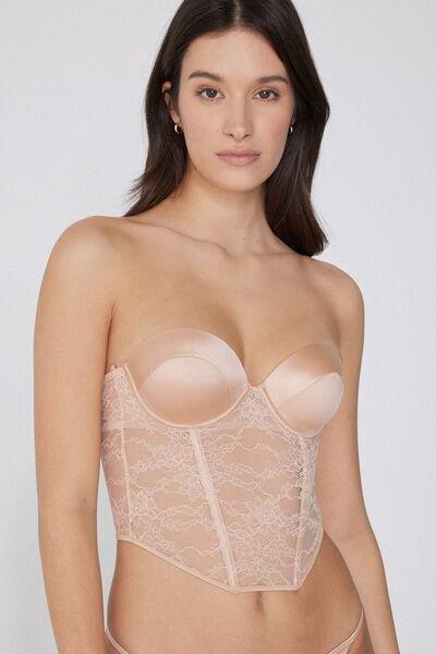 Beige Long Sleeve Bra Top, , large image number 3