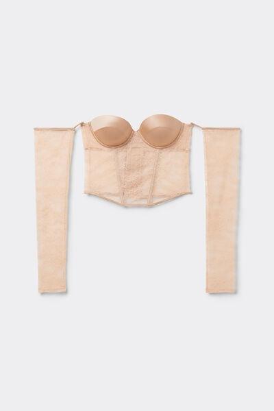 Beige Long Sleeve Bra Top, , large image number 4