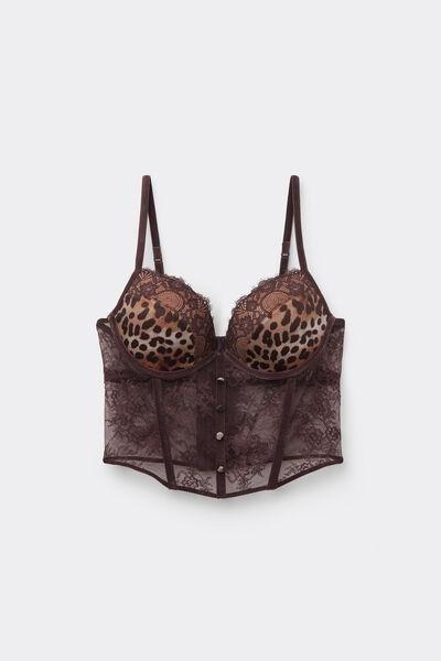 Brown Animal Print Bustier, 5701_983Y, large image number 4