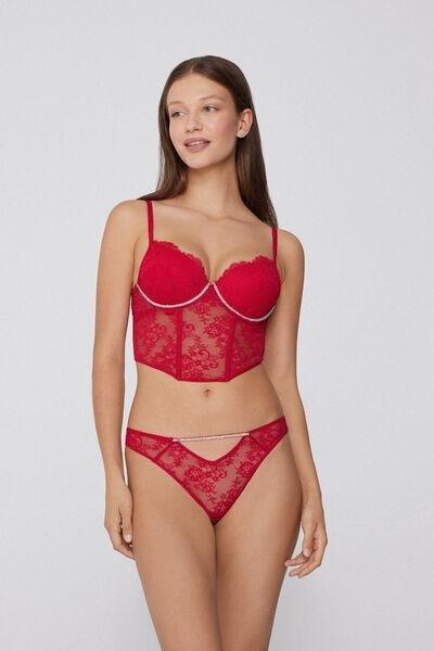 Red Precious Spark Push-Up Lace Bra Top, 5701_873V, large image number 1