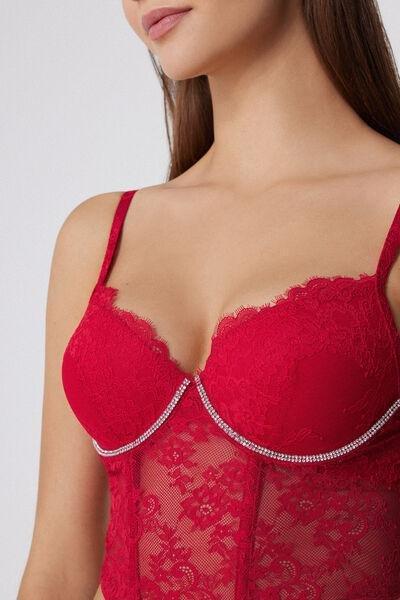 Red Precious Spark Push-Up Lace Bra Top, 5701_873V, large image number 3