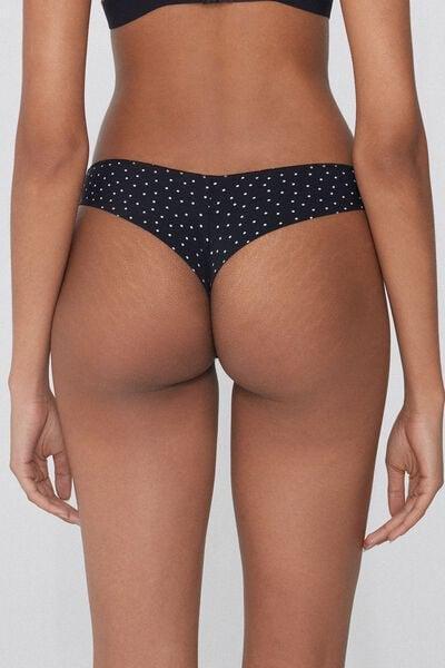 Black Polka -Dot Microfibre Brazilian Briefs, 5701_755Y, large image number 2