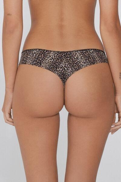 Black Animal Print Microfibre Brazilian Briefs, 5701_762Y, large image number 2