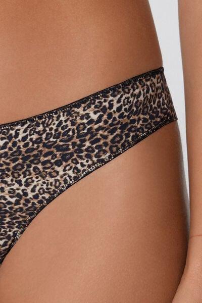 Black Animal Print Microfibre Brazilian Briefs, 5701_762Y, large image number 3
