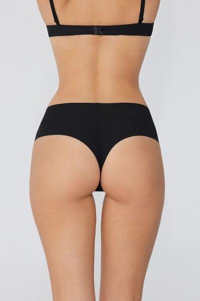 Black High-Waist Brazilian Briefs, Black, medium