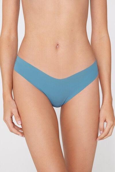Blue High-Leg Laser-Cut Recycled Microfibre Brazilian Briefs, 5701_525Z, large image number 1