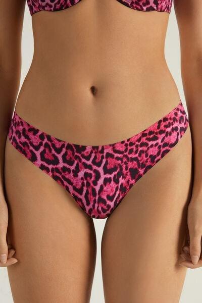 Fuchsia Animal Print Laser-Cut Microfibre Brazilian Briefs, , large image number 1