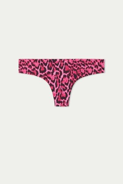 Fuchsia Animal Print Laser-Cut Microfibre Brazilian Briefs, , large image number 4