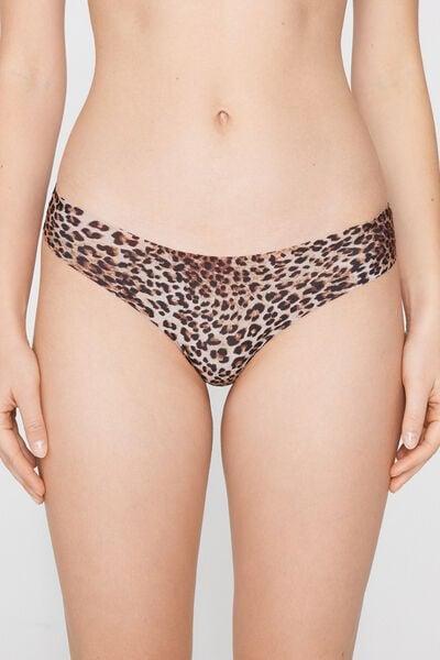 Brown Animal Print Laser-Cut Microfibre Brazilian Briefs, 5701_216Z, medium