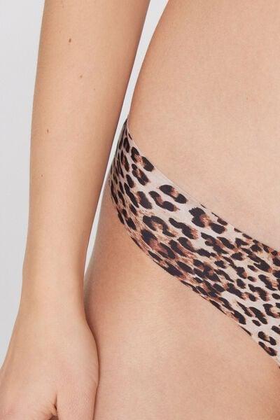 Brown Animal Print Laser-Cut Microfibre Brazilian Briefs, 5701_216Z, large image number 3