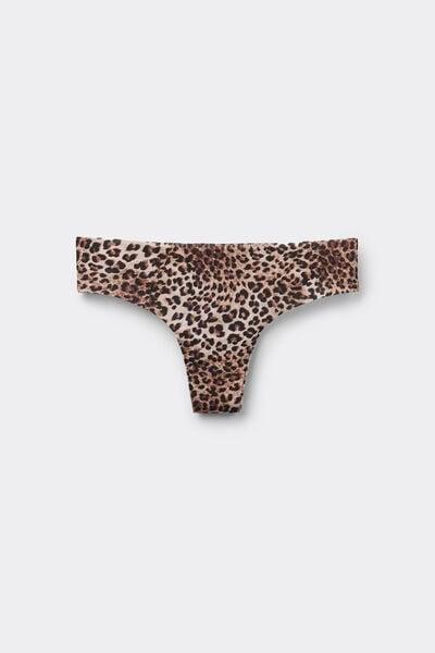 Brown Animal Print Laser-Cut Microfibre Brazilian Briefs, 5701_216Z, large image number 4