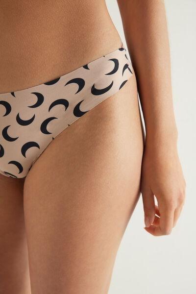 PINK BLUSH MOON PRINT Laser-Cut Printed Microfibre Brazilian Briefs, , large image number 3