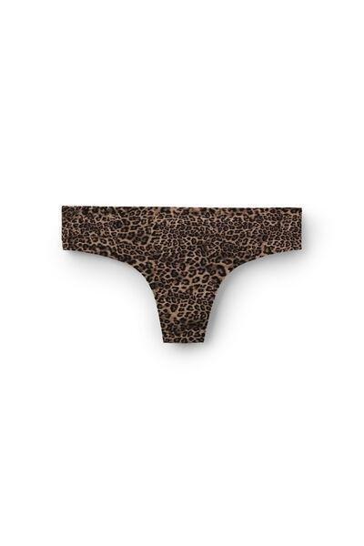 Brown Laser-Cut Printed Microfibre Brazilian Briefs, 5701_519Z, large image number 1