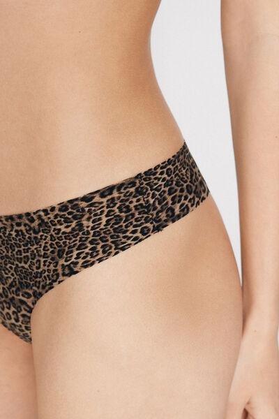 Brown Laser-Cut Printed Microfibre Brazilian Briefs, 5701_519Z, large image number 3