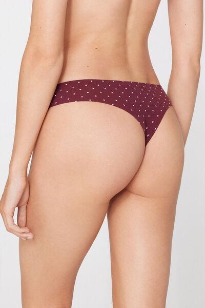 BURGUNDY Laser-Cut Printed Microfibre Brazilian Briefs, 5701_583Z, large image number 2