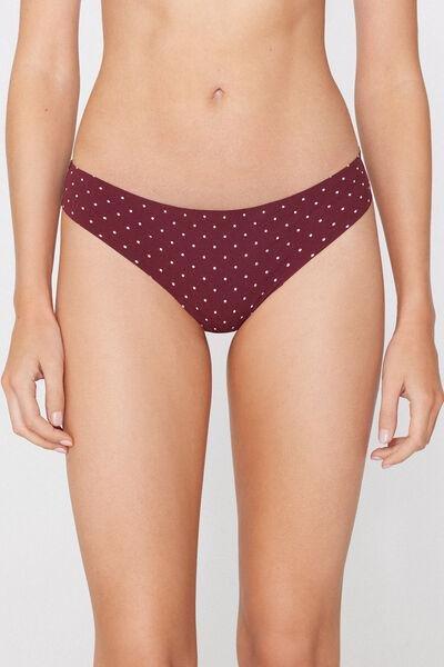 BURGUNDY Laser-Cut Printed Microfibre Brazilian Briefs, 5701_583Z, large image number 4