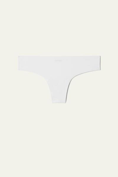 White Raw-Edge Microfibre Brazilian, Women, White, large image number 4