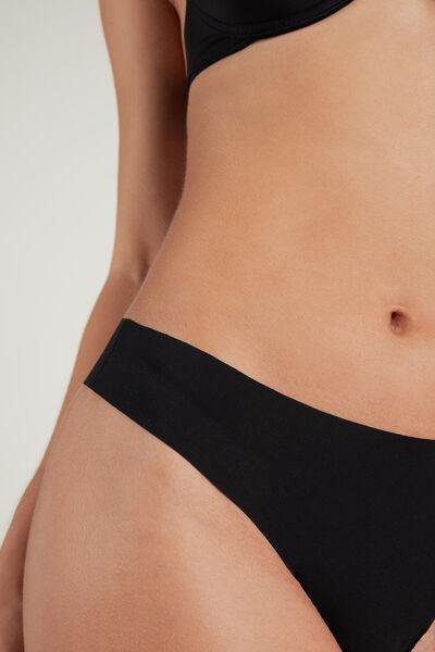 Tezenis - Black Raw-Edge Microfibre Brazilian