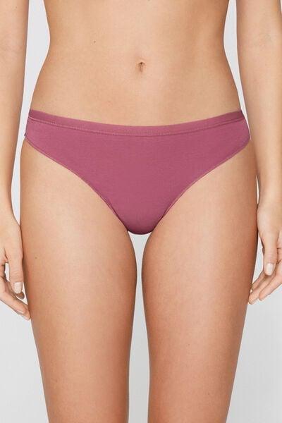 Pink Plain Colour Cotton Brazilian Briefs, 5701_179Z, large image number 1