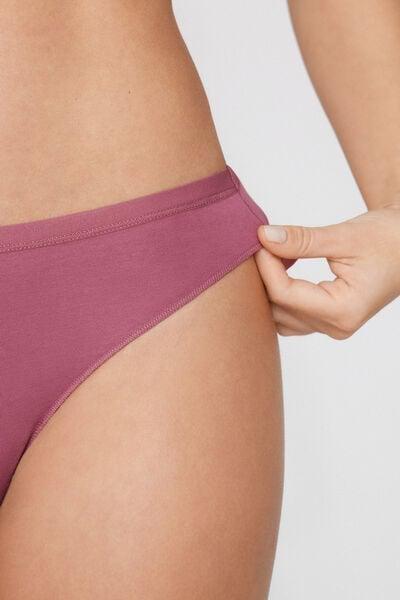 Pink Plain Colour Cotton Brazilian Briefs, 5701_179Z, large image number 3