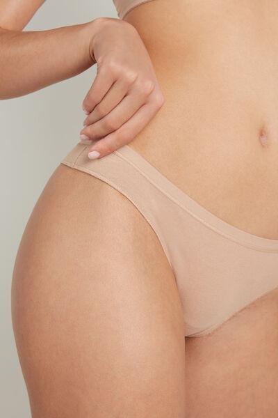 Beige Cotton Brazilian Briefs, , large image number 1