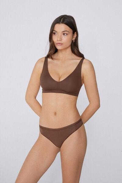 Caramel Plain Colour Brazilian Cotton Briefs, 5701_304Y, large image number 0