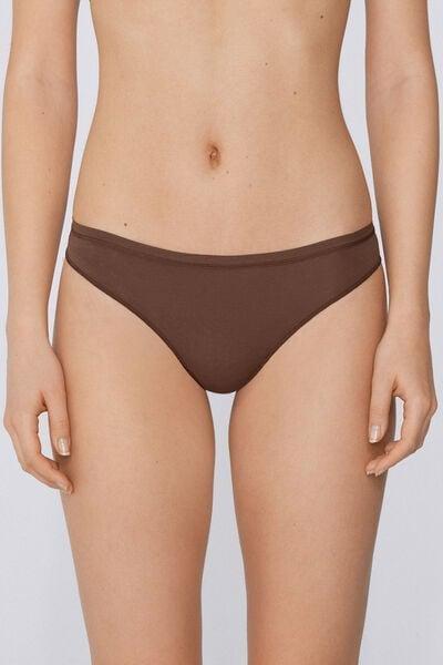 Caramel Plain Colour Brazilian Cotton Briefs, 5701_304Y, large image number 1