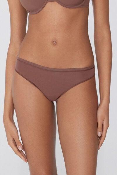 Caramel Plain Colour Brazilian Cotton Briefs, 5701_304Y, large image number 1
