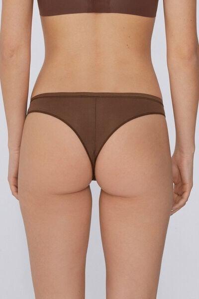 Caramel Plain Colour Brazilian Cotton Briefs, 5701_304Y, large image number 2